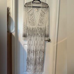 NWT Anthropologie beaded tule duster